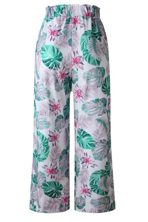 Printed Pocket Loose Pants With Belt