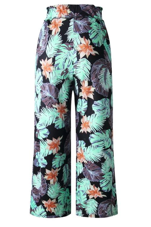 Printed Pocket Loose Pants With Belt