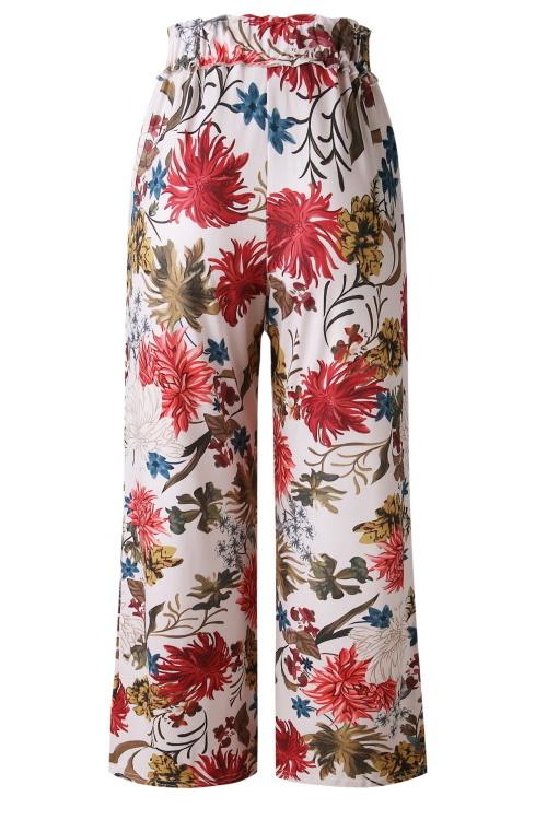 Printed Pocket Loose Pants With Belt