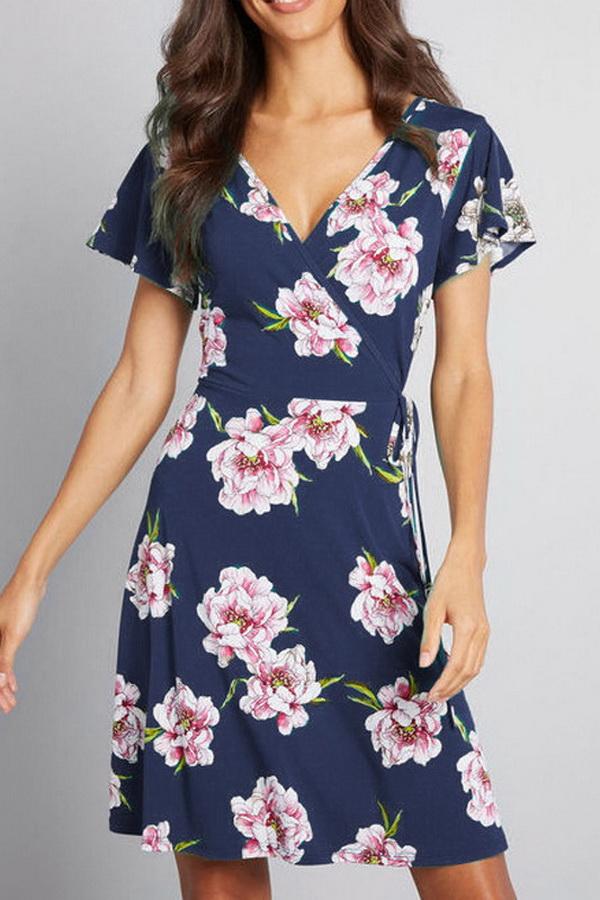 Chiffon A-line V-colar Dress