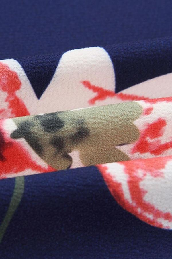 Printed Zipper V-neck Irregular T-shirt