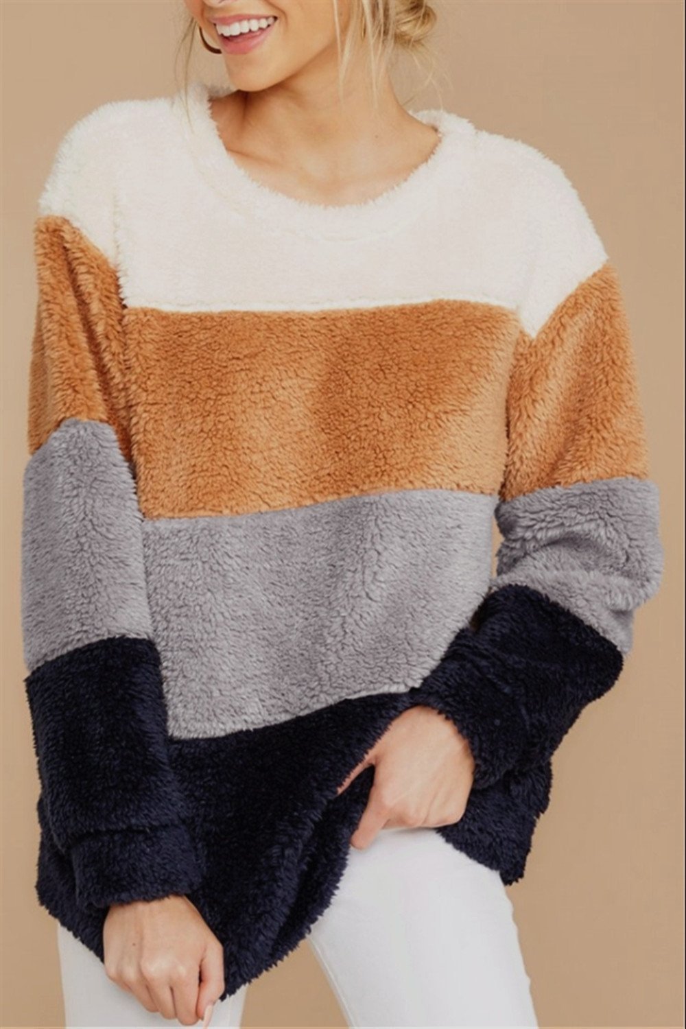 Puffy Color Block Slim Sweatshirt