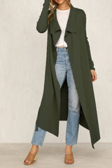 Pure Color Long-sleeve Belt Windbreaker