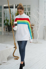 Rainbow Round Neck Loose Sweater