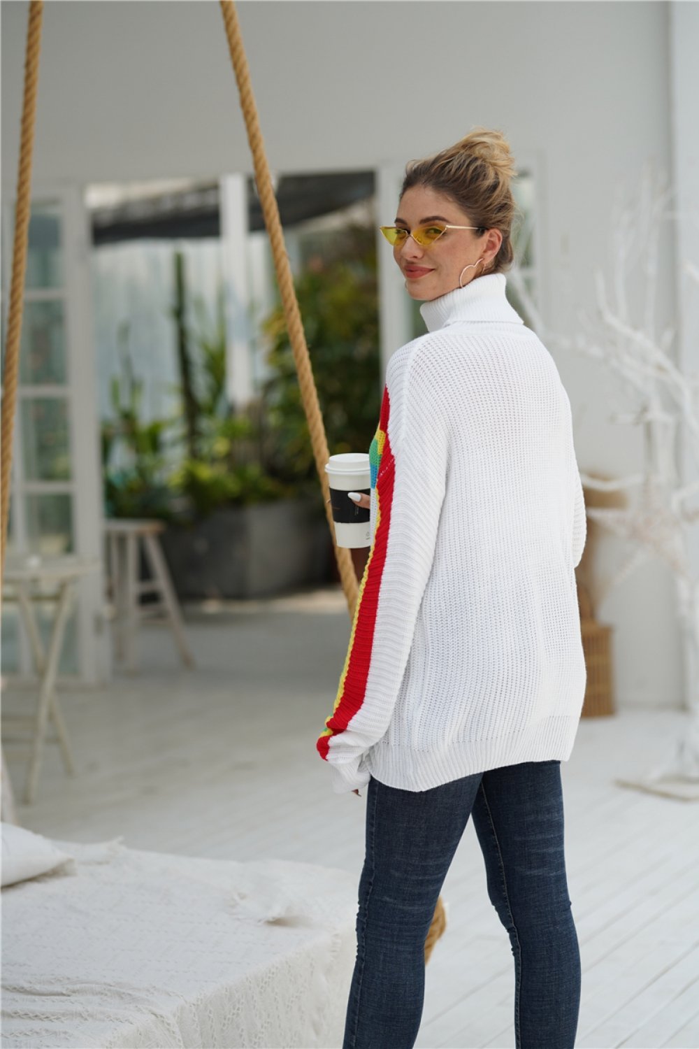 Rainbow Round Neck Loose Sweater