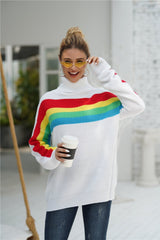 Rainbow Round Neck Loose Sweater