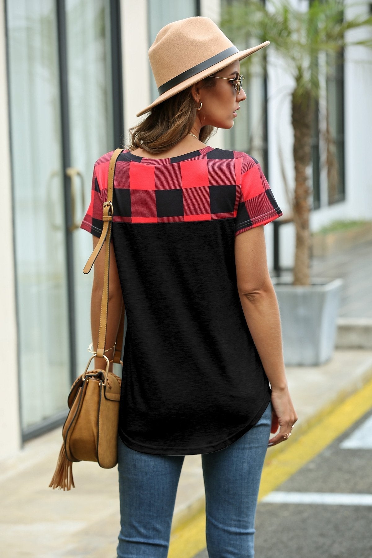 Restore Round Neck Plaid T-shirt