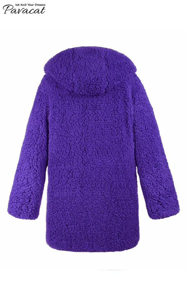 Reversible Faux Lambswool Thick Jacket - Purple/Black