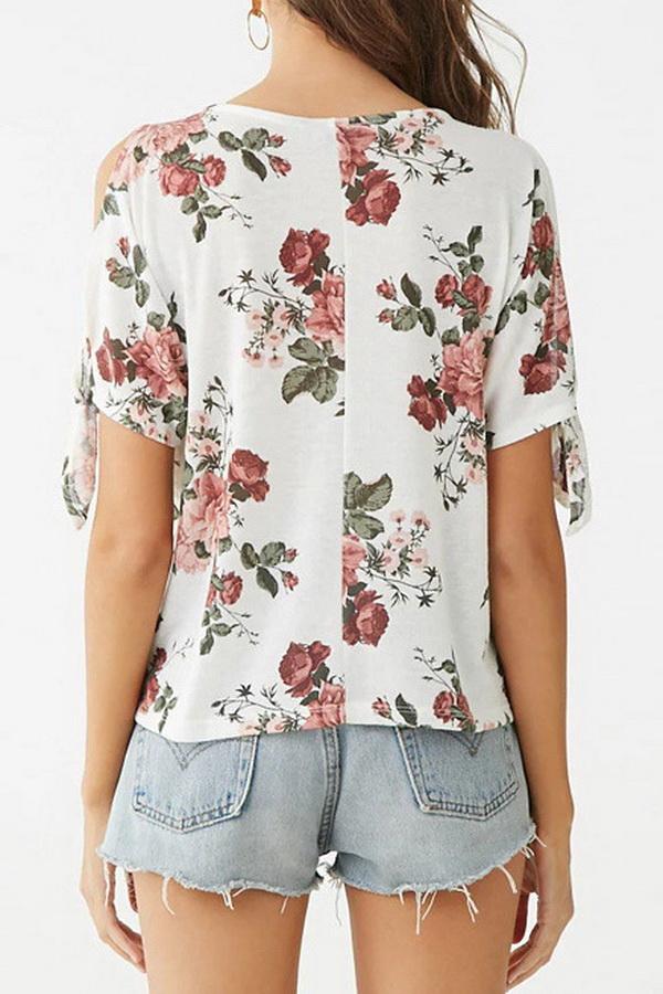 Round Collar Short Sleeve Printing T-shirt