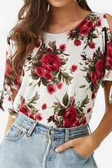 Round Collar Short Sleeve Printing T-shirt