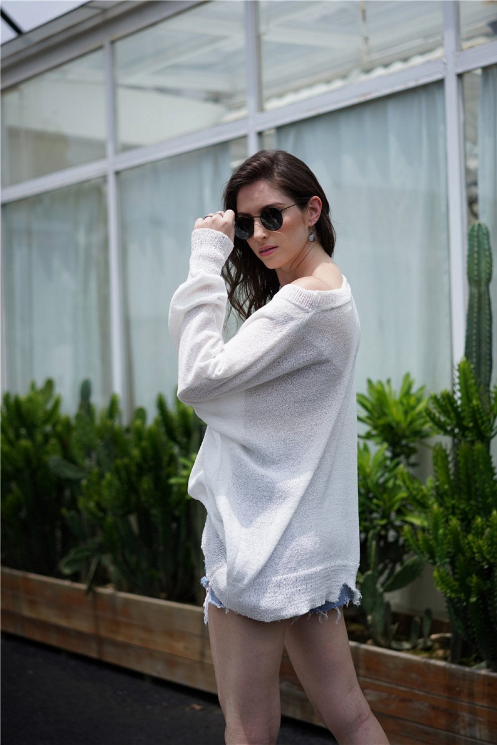 Round Neck Drop Shoulder Sweater