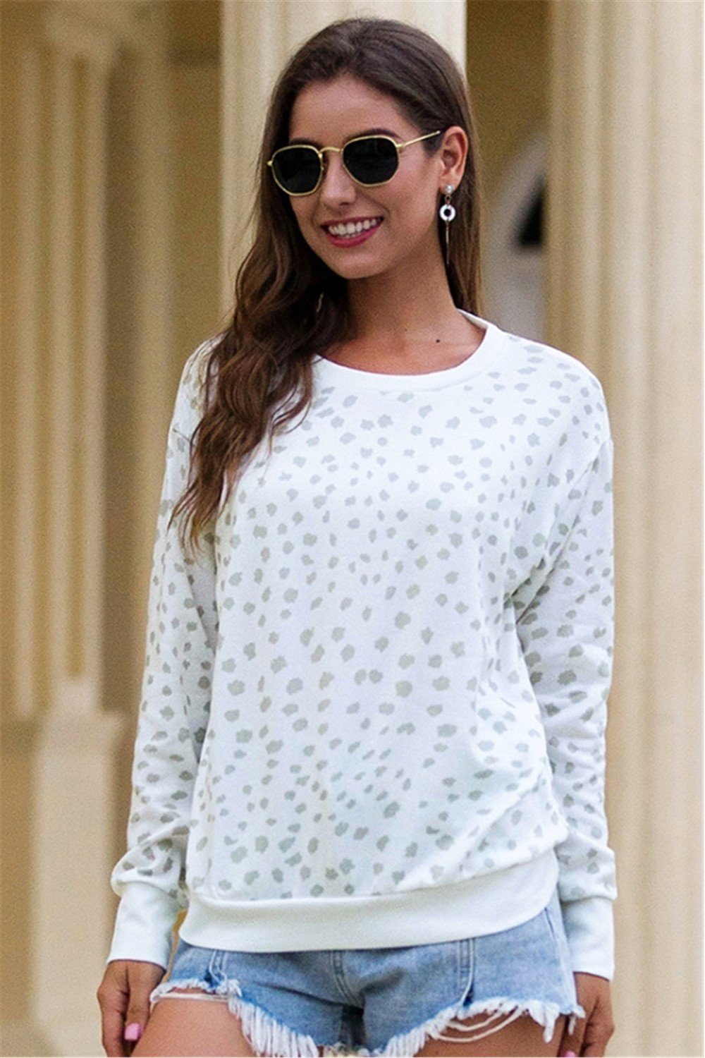 Round Neck Leopard Knitted Pullover