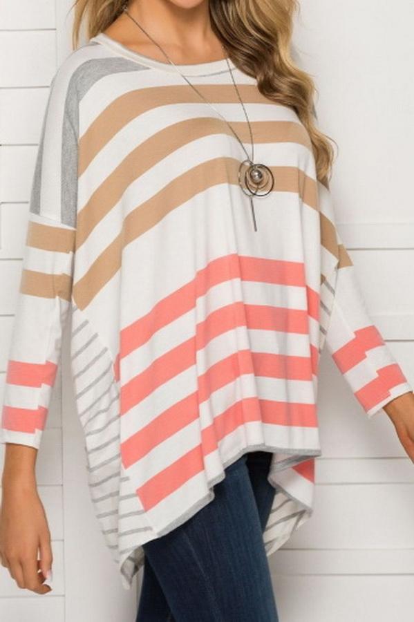 Round Neck Loose Stripe Long Sleeve