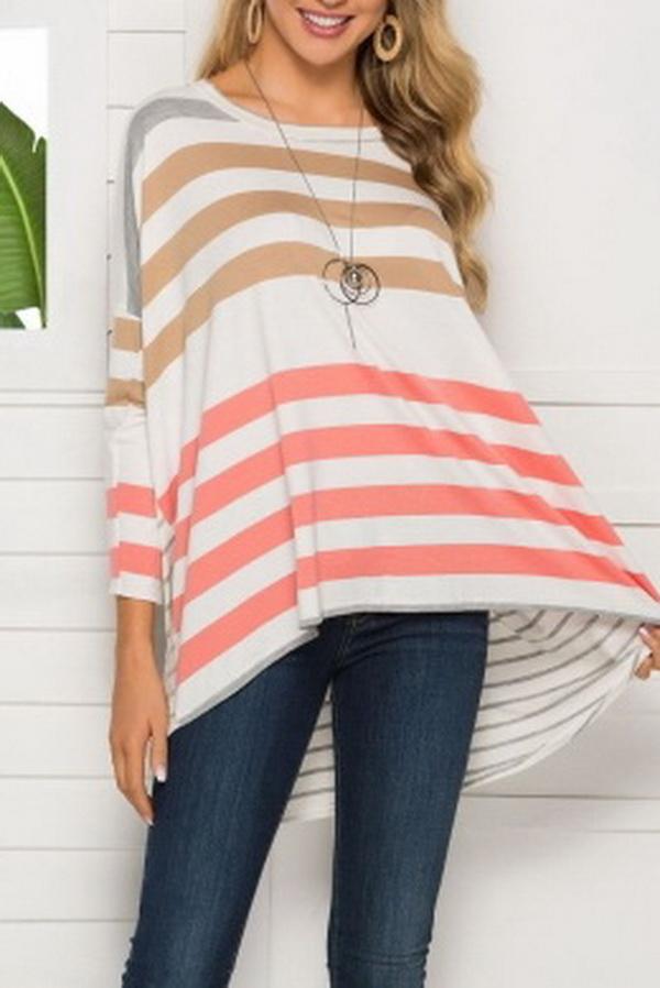 Round Neck Loose Stripe Long Sleeve