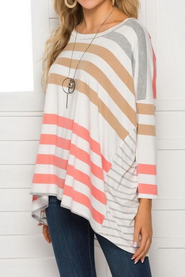 Round Neck Loose Stripe Long Sleeve