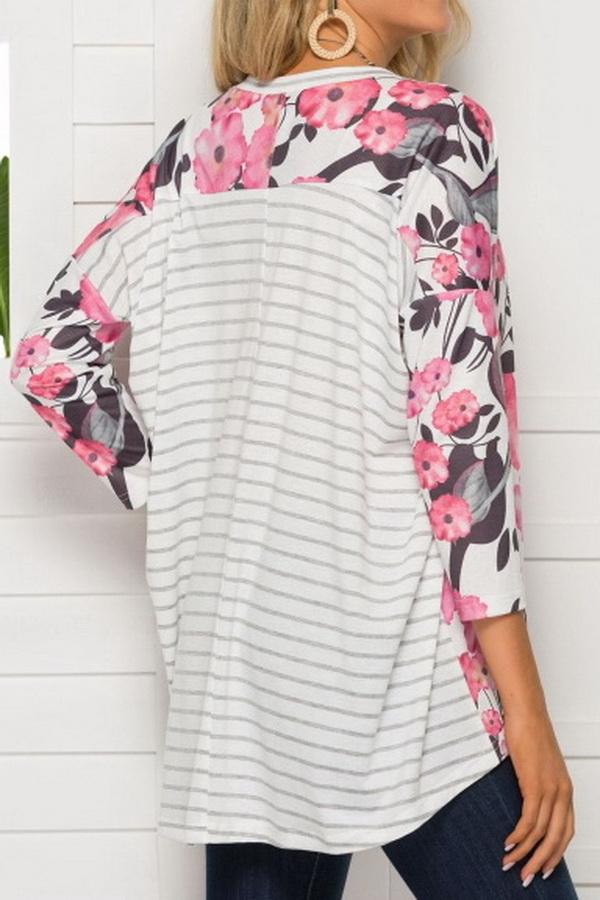 Round Neck Loose Stripe Long Sleeve