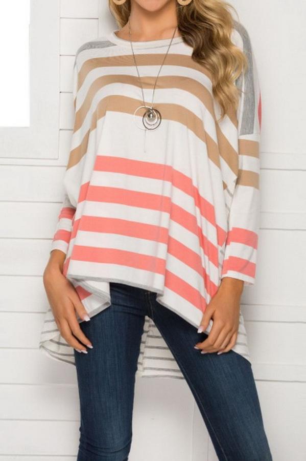Round Neck Loose Stripe Long Sleeve