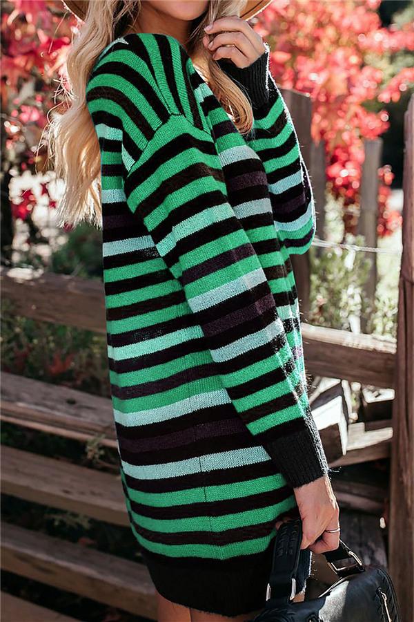 Round Neck Striped Loose Dress