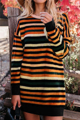 Round Neck Striped Loose Dress