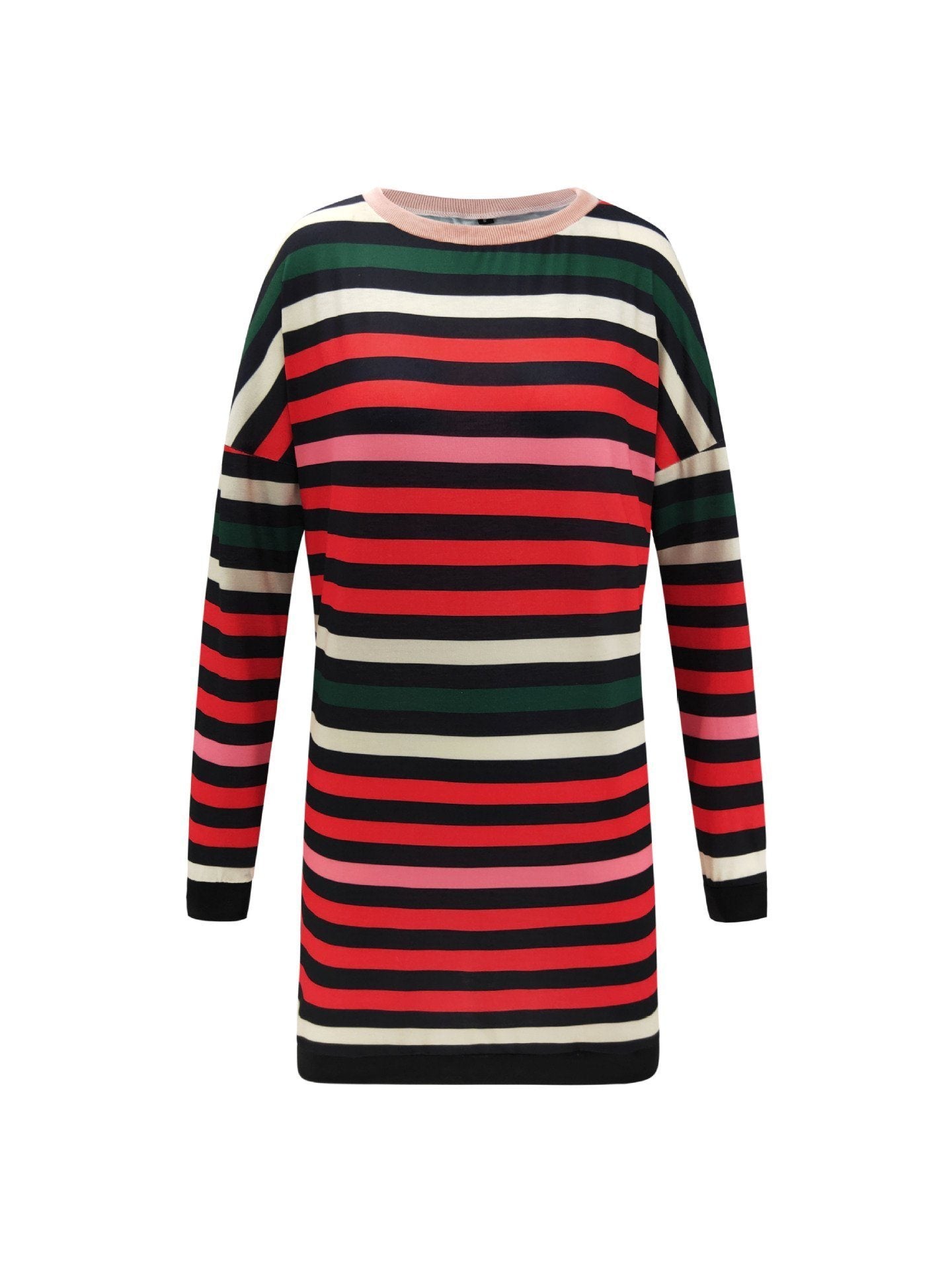 Round Neck Striped Loose Dress