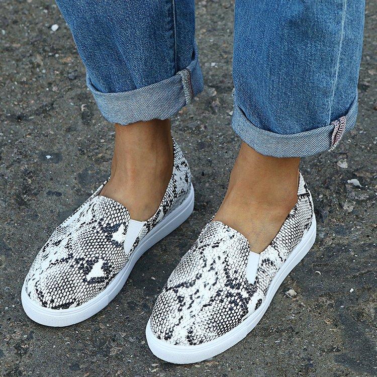 Rubber Round Toe Leopard Flats Shoes