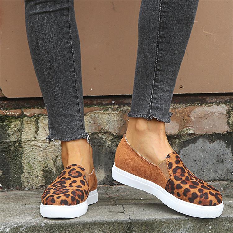 Rubber Round Toe Leopard Flats Shoes
