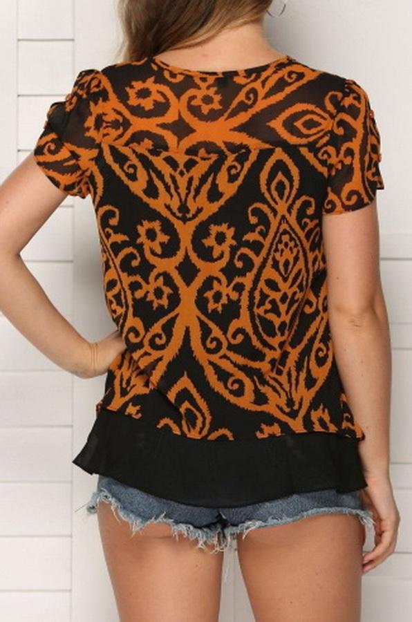 Short-sleeved Lace Top With Flounces