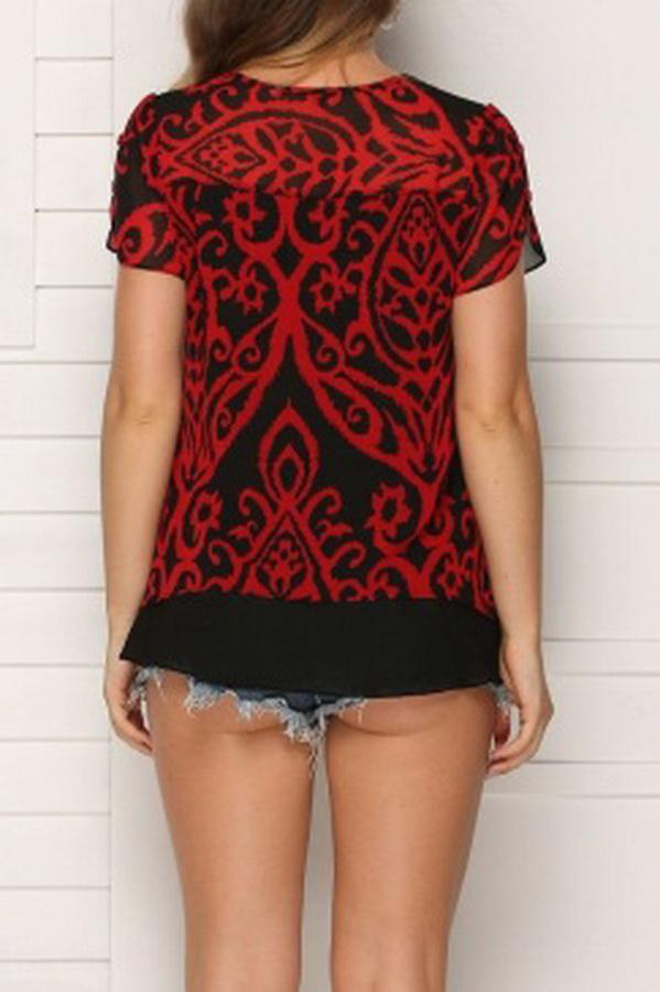 Short-sleeved Lace Top With Flounces