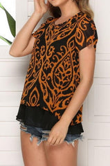 Short-sleeved Lace Top With Flounces