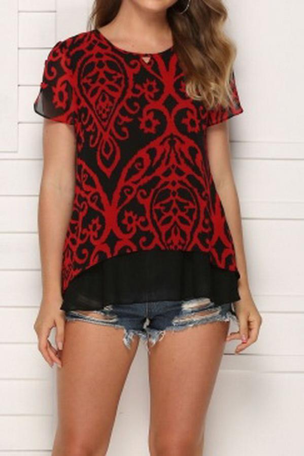 Short-sleeved Lace Top With Flounces