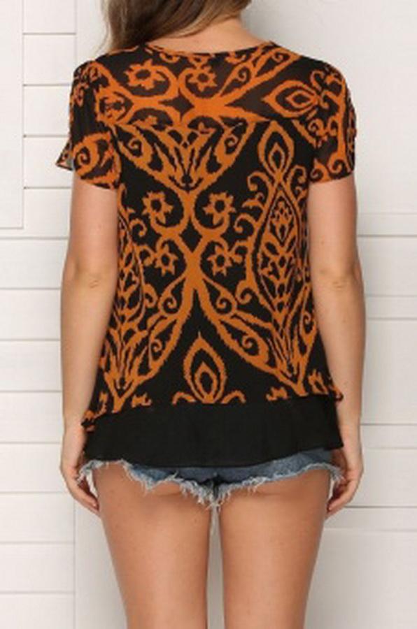 Short-sleeved Lace Top With Flounces