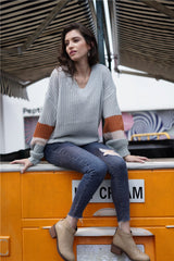 Simple Round Neck Loose Sweater - Grey