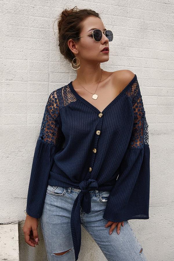 Single Breasted Front Knot Shirt