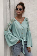 Single Breasted Front Knot Shirt