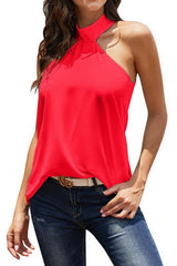 Sleeveless Halter-Design Loose Pure-color Jacket