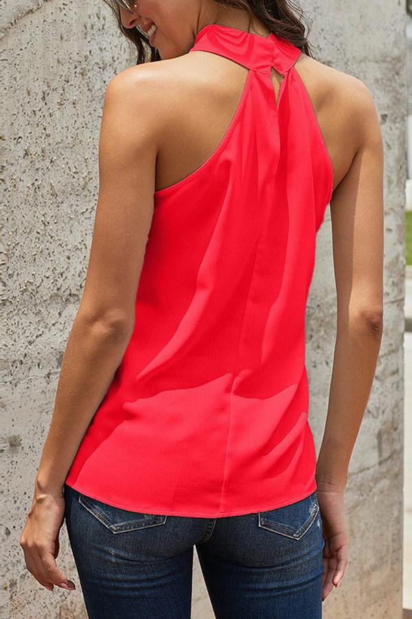 Sleeveless Halter-Design Loose Pure-color Jacket