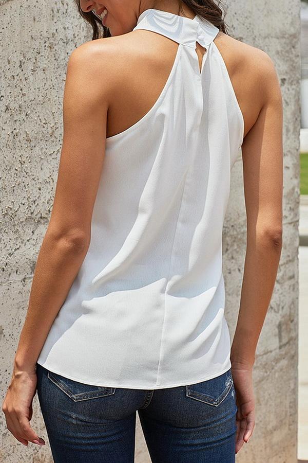 Sleeveless Halter-Design Loose Pure-color Jacket
