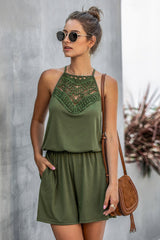 Sleeveless Lace Hollow Halter Romper