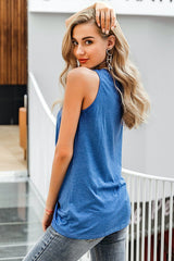Sleeveless Twist Knot Loose T Shirt