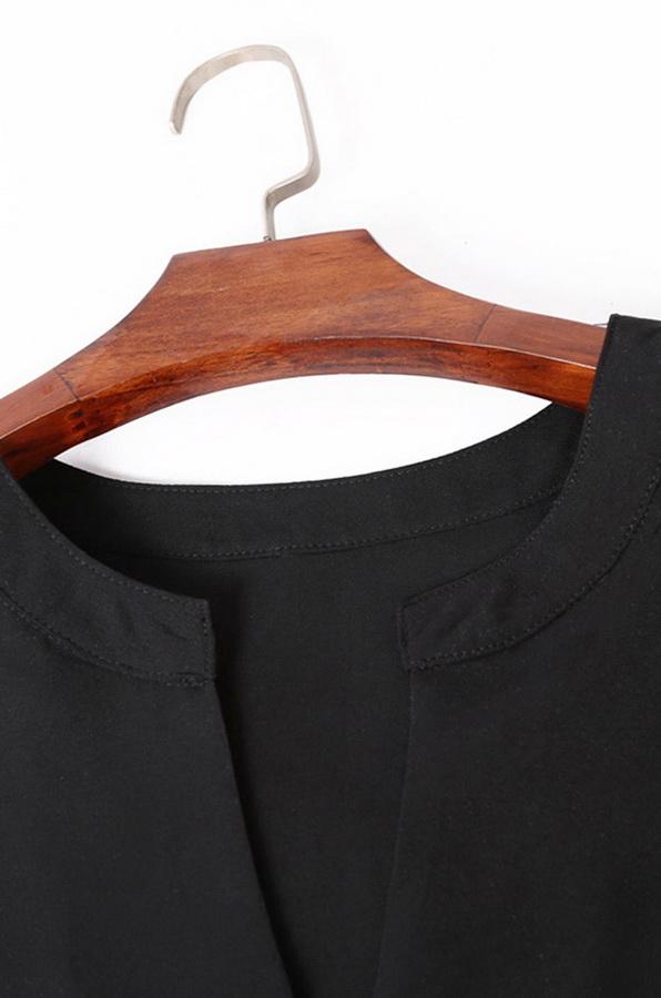 Sleeveless V-neck Single-button Pure-color Blouse