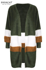 Soft Heart Long Fleece Cardigan - Green