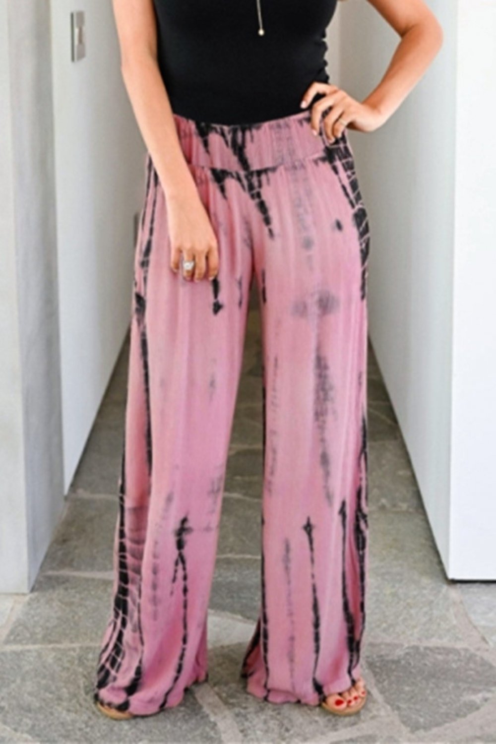 Tie-dyed Printed Wide Legs Pants