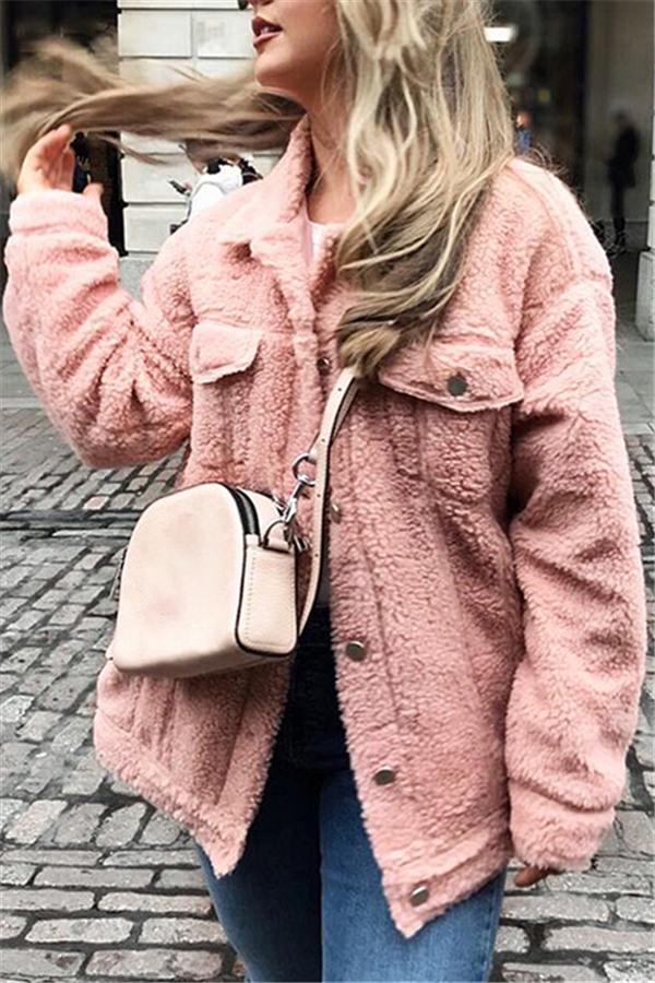 Trendy Furry Lamb Wool Fur Coat