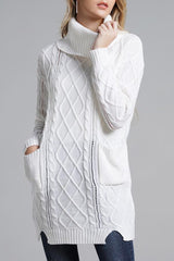 Turtleneck Long Knitting Split Sweater