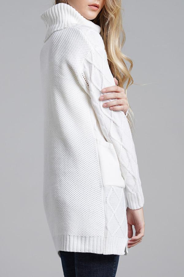 Turtleneck Long Knitting Split Sweater