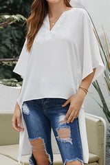 V-collar Batwing Sleeve Chiffon Shirt