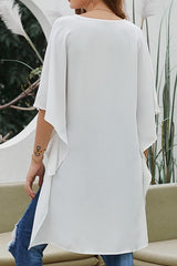 V-collar Batwing Sleeve Chiffon Shirt