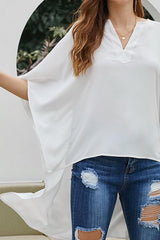 V-collar Batwing Sleeve Chiffon Shirt