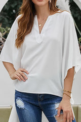 V-collar Batwing Sleeve Chiffon Shirt