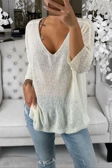 V Neck Casual Sweater